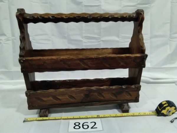 lot 862 retro Mexican carved wooden magazine rack - Image 2