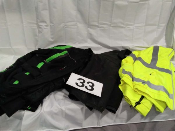 lot 033 gents biker jacket, leather j acket & hi viz jacket