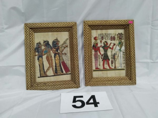 lot 054 pair of Egyptian gilt framed papyus pictures