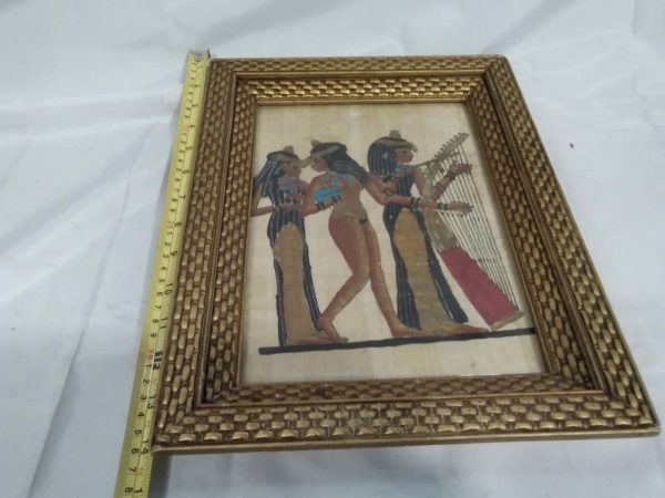 lot 054 pair of Egyptian gilt framed papyus pictures - Image 2