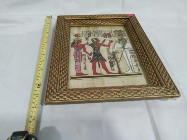 lot 054 pair of Egyptian gilt framed papyus pictures - Image 5