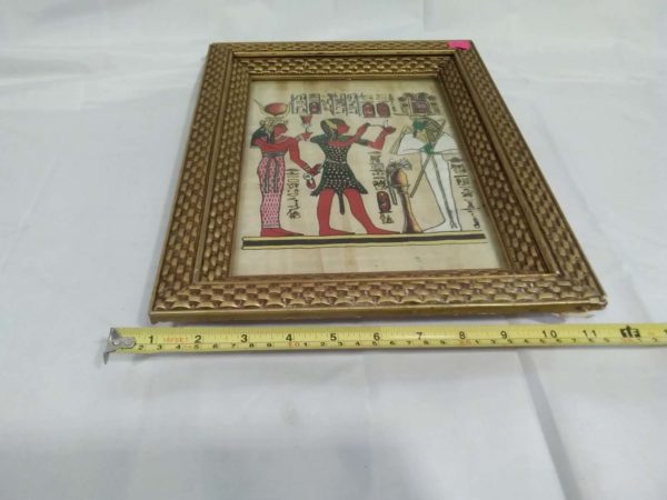 lot 054 pair of Egyptian gilt framed papyus pictures - Image 4