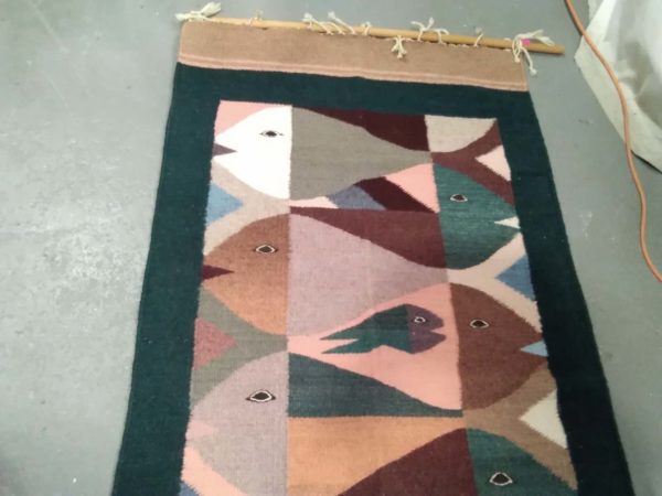 lot 057 Mexican rug wall hanging approx 60″ x 29″ - Image 4