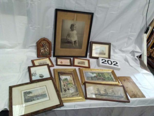 lot 202 various framed pictures & tapestrys