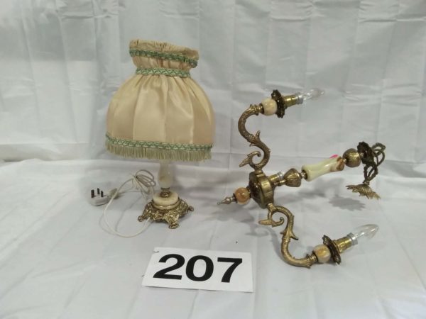 lot 207 onyx chandilier & table lamp