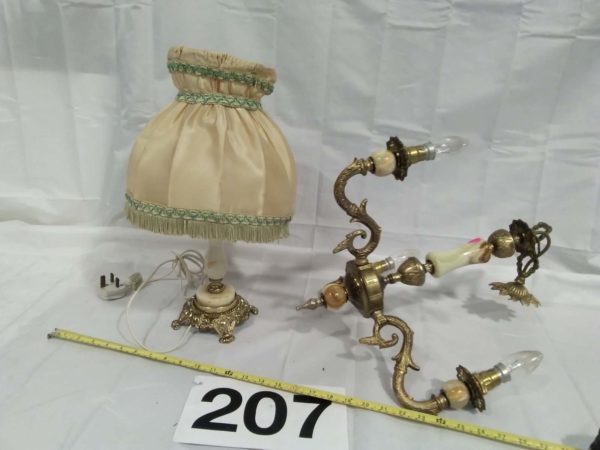 lot 207 onyx chandilier & table lamp - Image 3