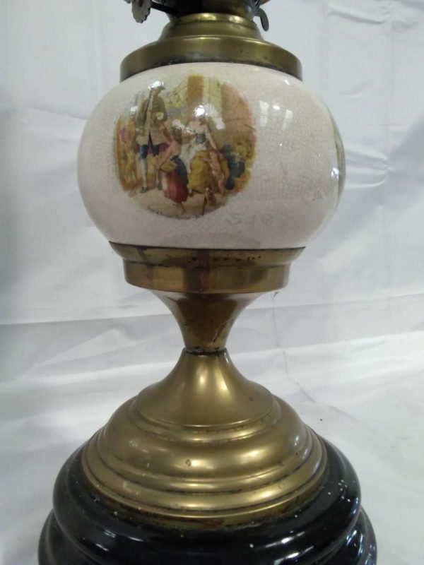 lot 216 cries of London design oil lamp with shade & chimney - Image 5