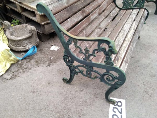 lot 228 cast iron garden bench with lion head detail - Image 2