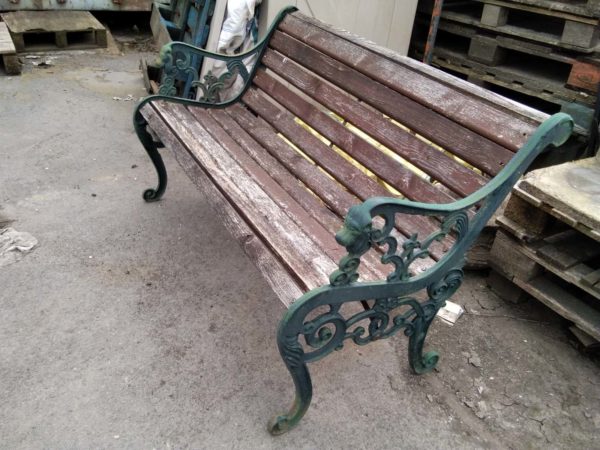 lot 228 cast iron garden bench with lion head detail - Image 3