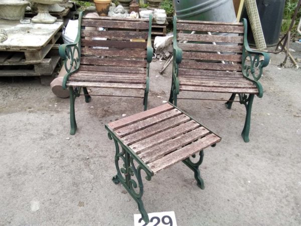 lot 229 cast iron garden chairs & table