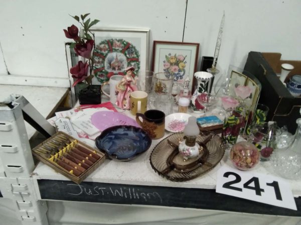 lot 241 assorted ornaments, glass ware, clock, Bunnykins plate etc - Image 2