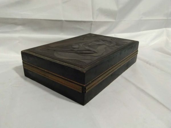 lot 254 polish wooden box with metal lid plaque - Image 2