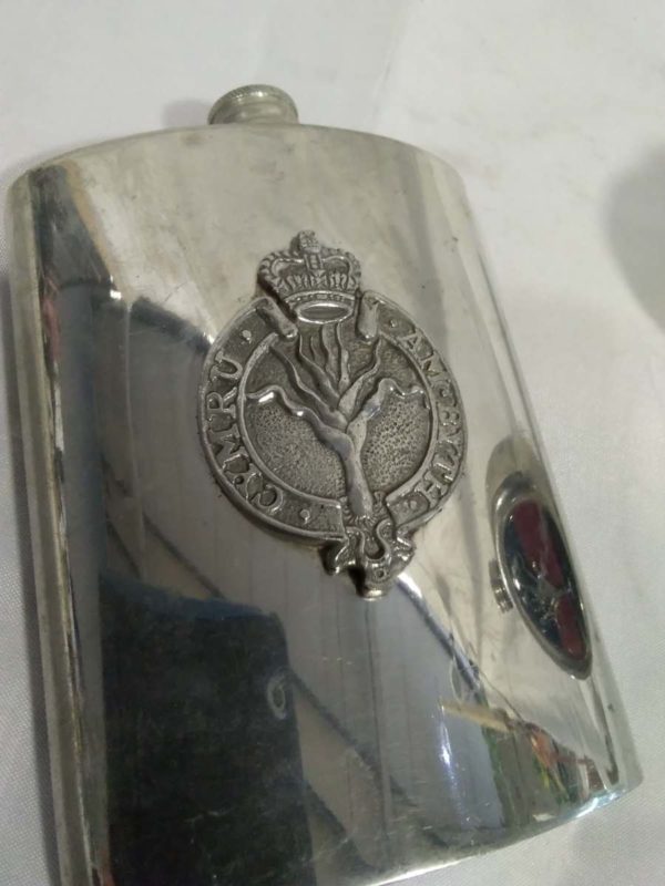 lot 259 2x Welsh gurads hipi flasks  ( one is engraved on the back) - Image 2