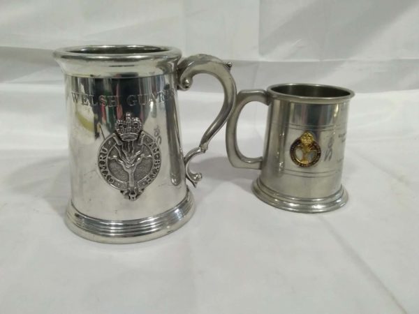 lot 260 2x Welsh Guards pewter tankards