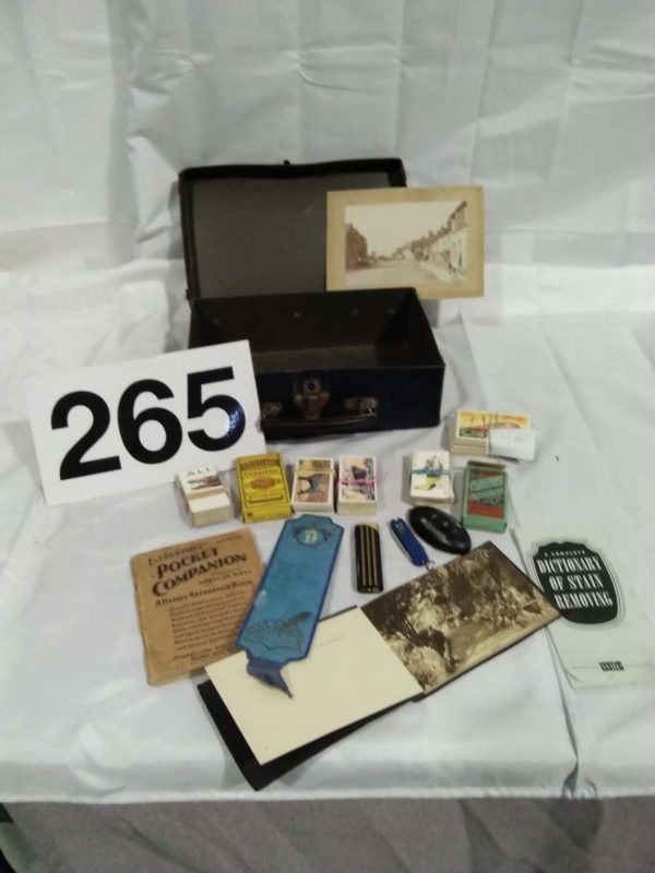 lot 265 1940’s evacuee case inc cigerette cards, ronson lighter & ephemera - Image 2