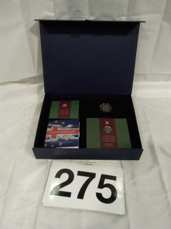 lot 275 cased the Uk Brekit 50p coin set in presentation box