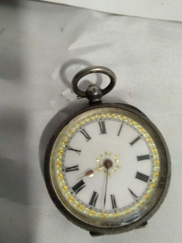 lot 284 ladies .935 silver open faced pocket watch