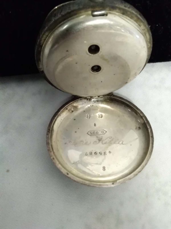 lot 284 ladies .935 silver open faced pocket watch - Image 3