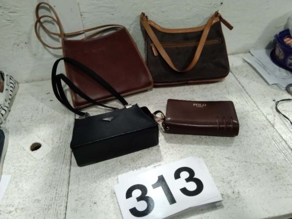 lot 313 4 designer style handbags – Polo, Prada, Gucci