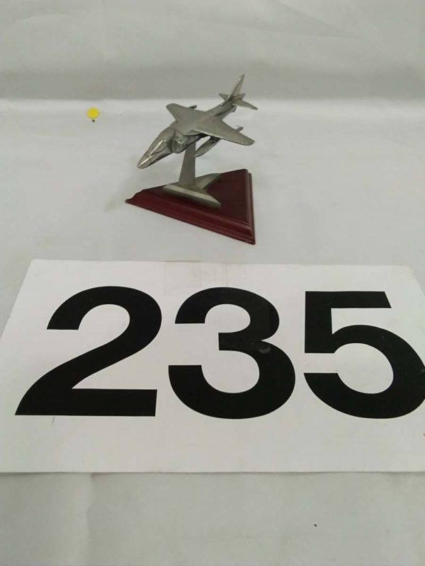 lot 235 Royal Hampshire Harrier solid pewter model plane on plinth - Image 2