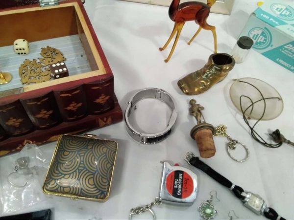 lot 238 cocktail watch, jewellery, watch crystals, framed stamps etc - Image 5