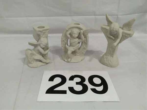 lot 239 trio cherub candle holders - Image 2