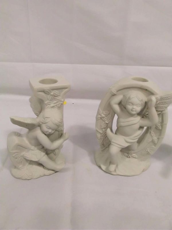 lot 239 trio cherub candle holders - Image 4