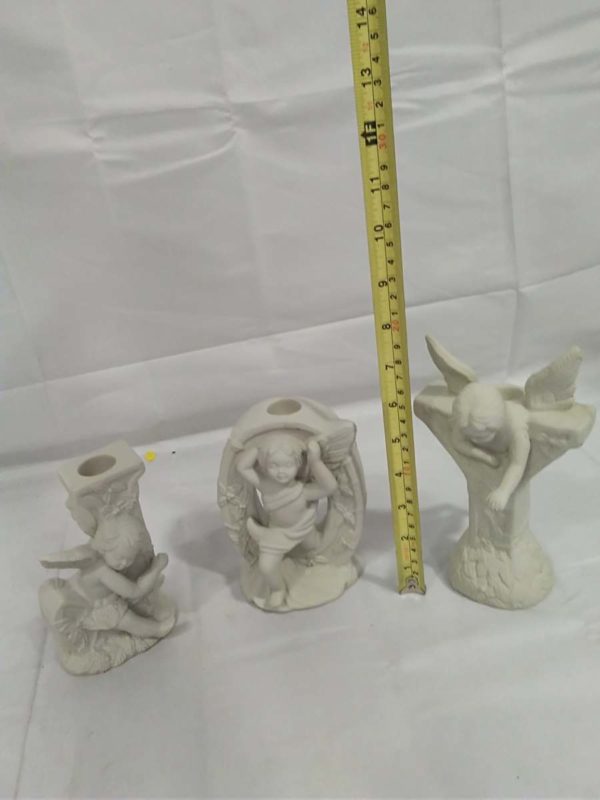 lot 239 trio cherub candle holders - Image 3