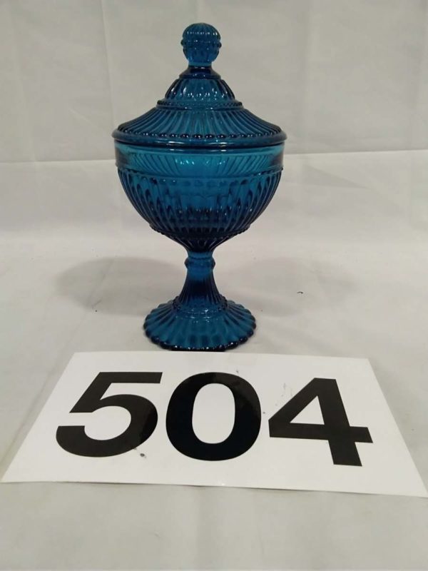 lot 504 teal glass Bon Bon Dish - Image 2