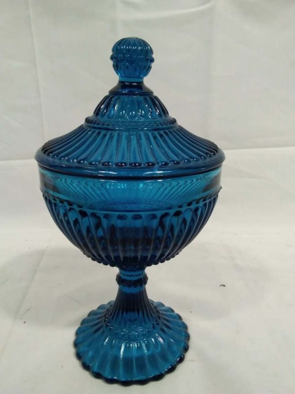 lot 504 teal glass Bon Bon Dish - Image 5