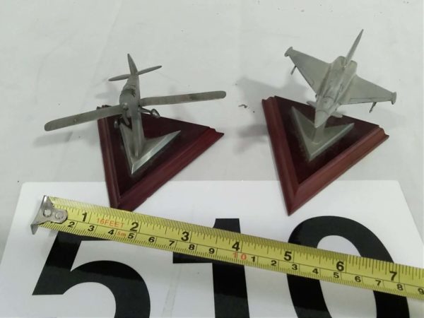 lot 510  2 x model pewter aeroplanes on plinth The Tiger Moth & Eurofighter - Image 3