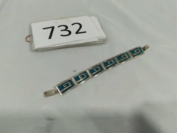 lot 732 sterling silver & enamel geometric bracelet - Image 2