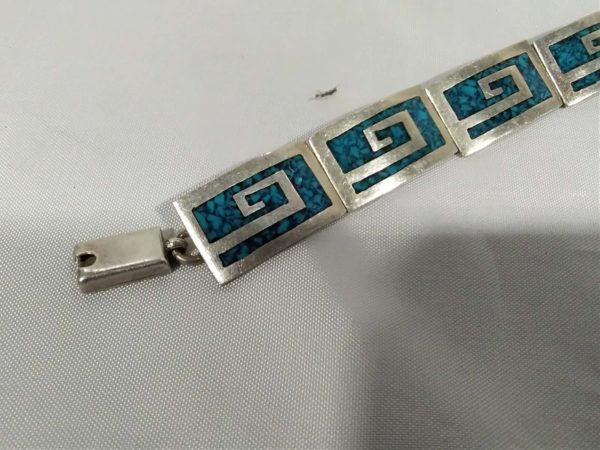 lot 732 sterling silver & enamel geometric bracelet - Image 4