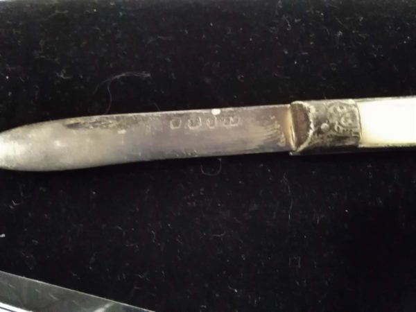 lot 738 antique sterling silver & mother of pearl fruit knife - Image 4