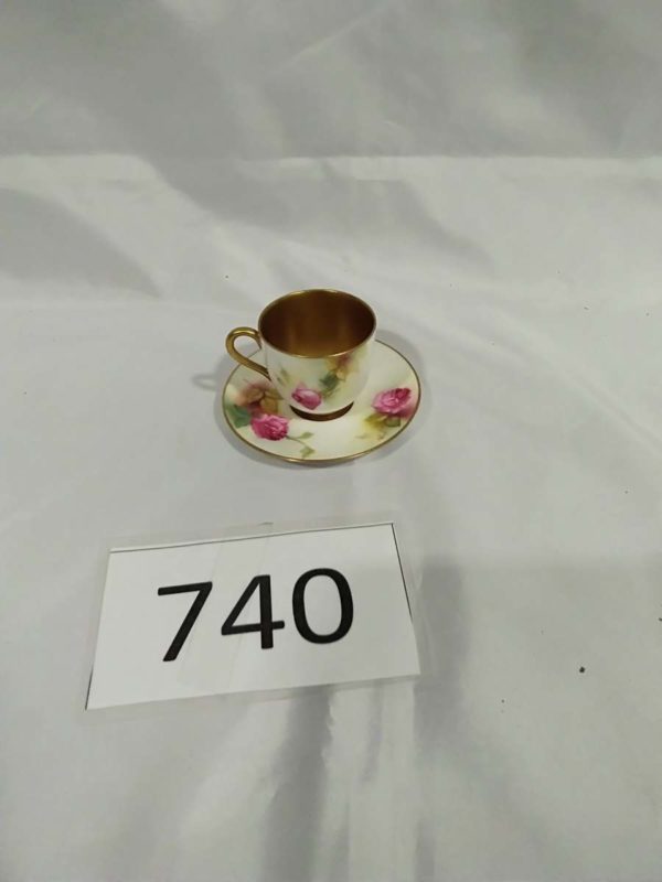 lot 740 antique hand painted Royal Worcester cabinet cup & Saucer - Image 2