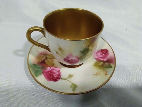 lot 740 antique hand painted Royal Worcester cabinet cup & Saucer