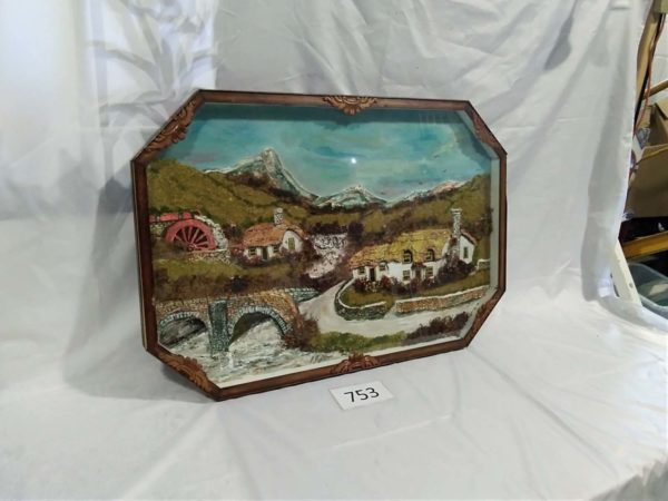 lot 753 large double sided picture: 3d effect one side & paiting the other