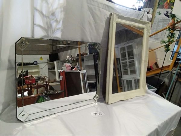 lot 754 2 wall mirrors ( white one has damage)