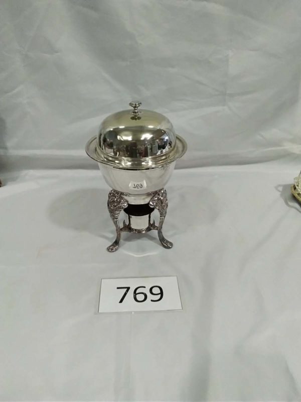 lot 769 vintage 3 footed hot water Chafing dish