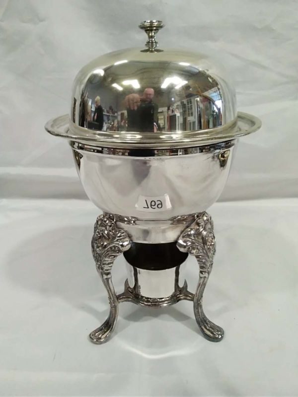 lot 769 vintage 3 footed hot water Chafing dish - Image 2