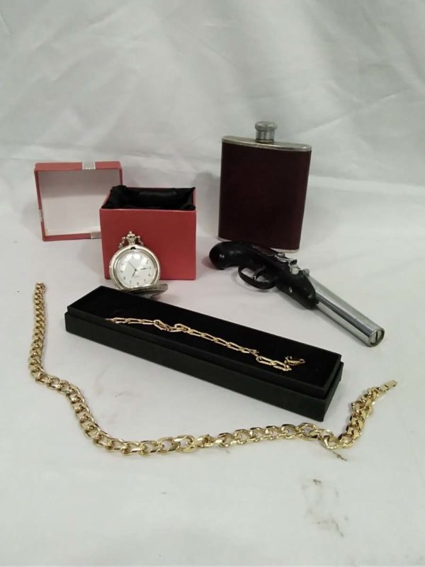 lot 339 novelty lighter, hip flask, pocket watch, costume jewellery - Image 2