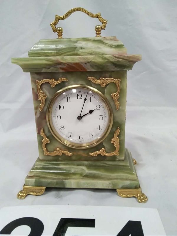 lot 354 green onyx mantle clock