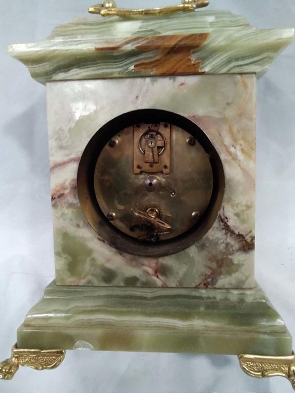 lot 354 green onyx mantle clock - Image 4