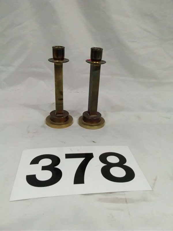 lot 378 pair of heavy brass candlesticks - Image 6