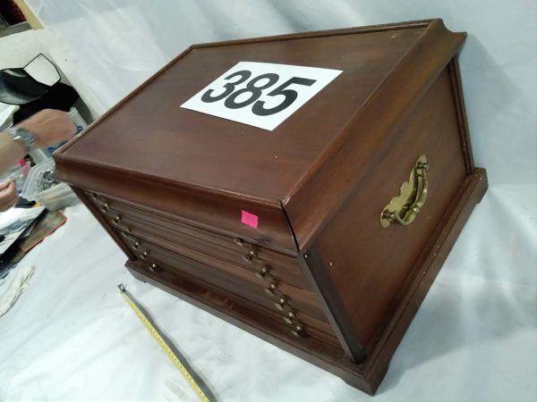 lot 385 coin collectors cabinet with 6 drawers - Image 3