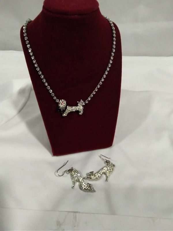 lot 106 Butler & Wilson crystal dog necklace & shoe earrings