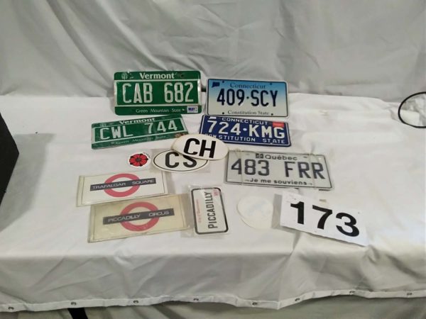 lot 173 metal number plates & stickers