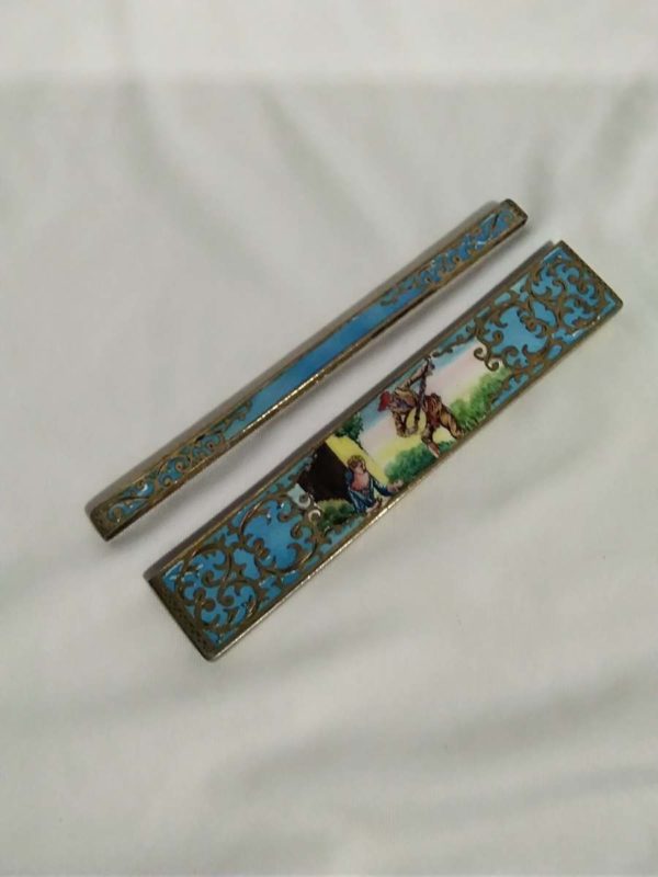 lot 048 antique 800 silver & enamel continental comb case - Image 4