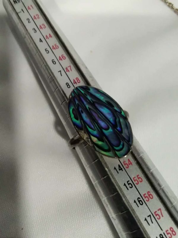 lot 064 sterling silver abalone pendant & ring ( clasp is damaged) - Image 2