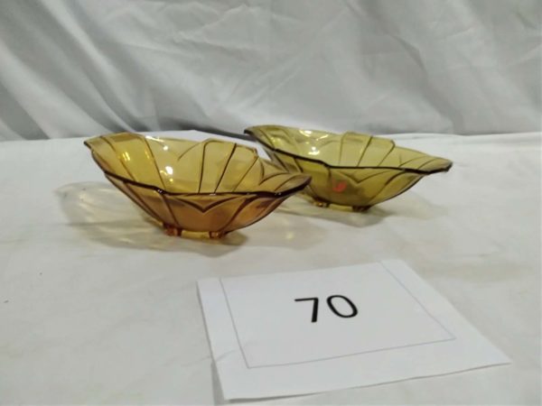 lot 070 2 Amber coloured vintage glass bowls - Image 2